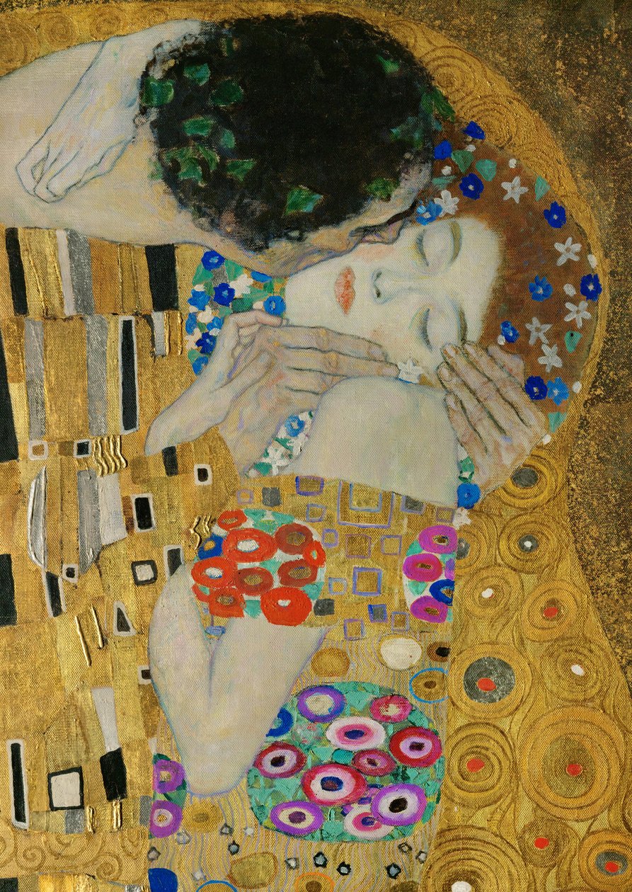 De kus (detail) door Gustav Klimt
