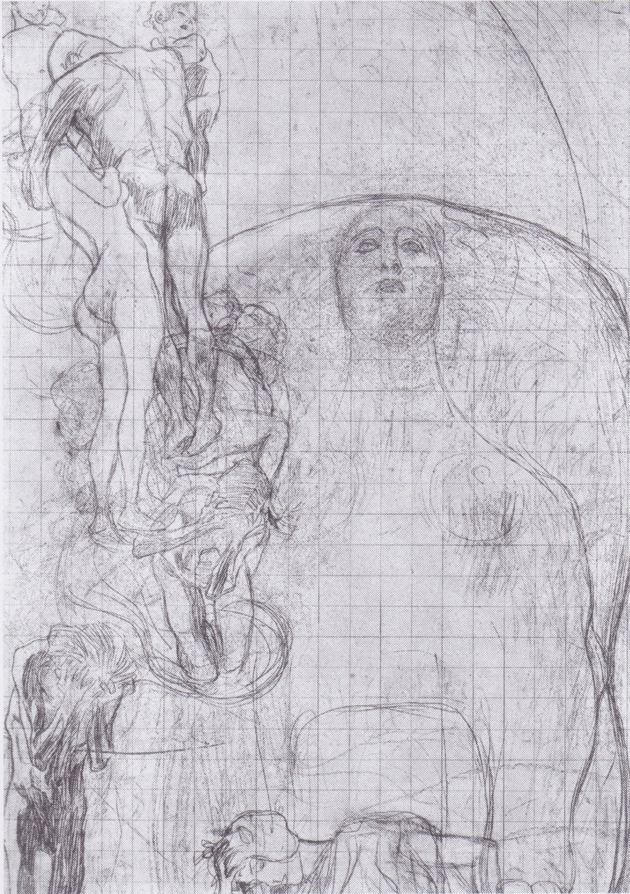 Overdrachtschets van de filosofie door Gustav Klimt