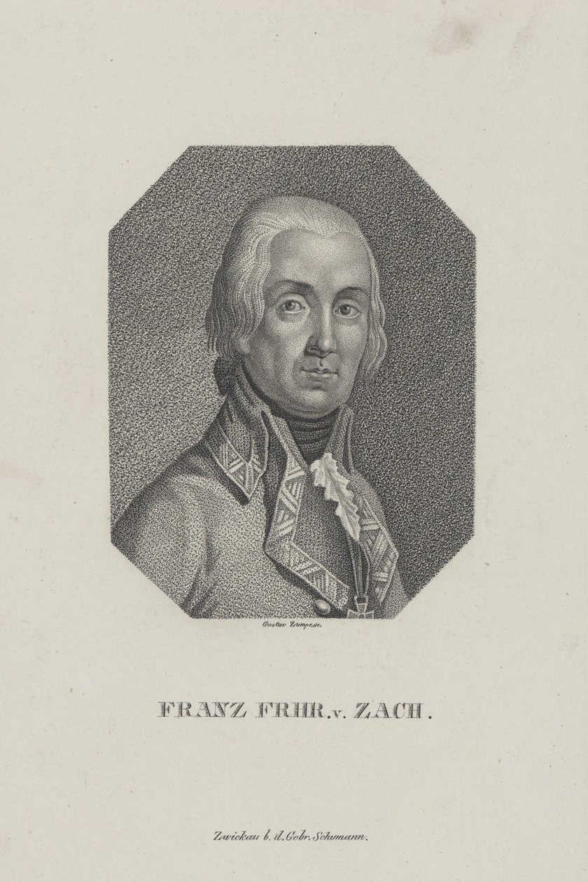 Franz Frhr. v. Zach. Puntgravure door Gustav Zumpe