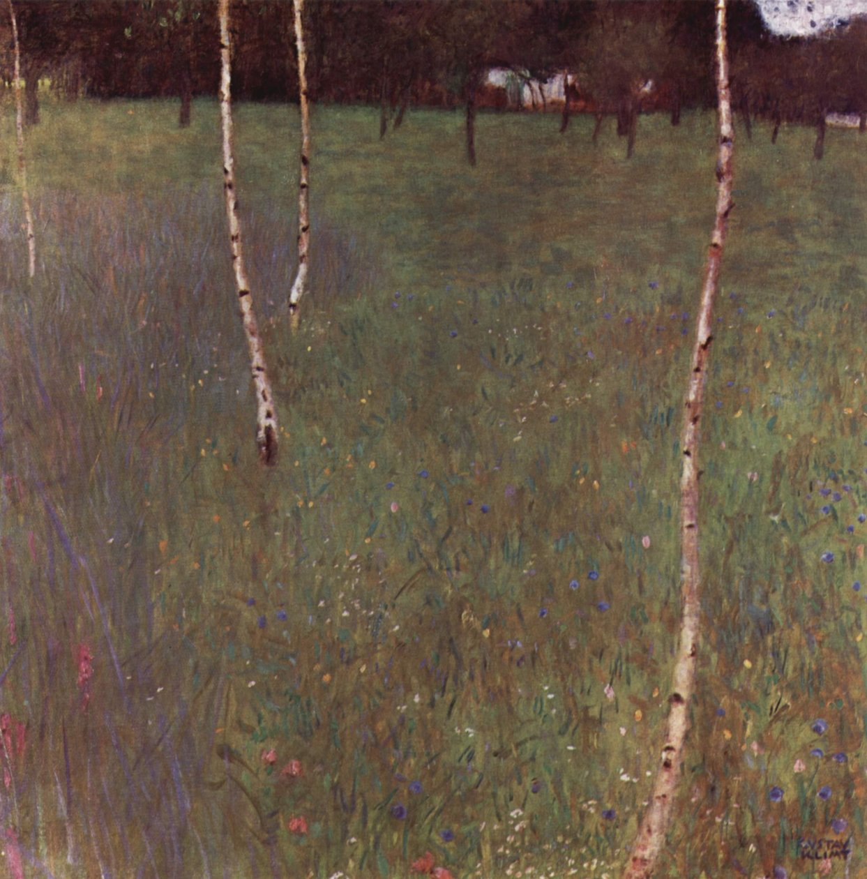 Boerenhuis met berken door Gustav Klimt