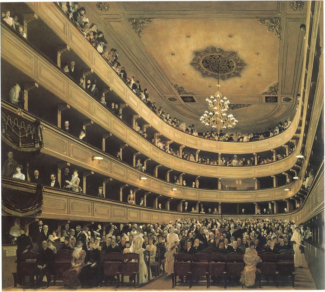 Zaal in het Oude Burgtheater in Wenen door Gustav Klimt
