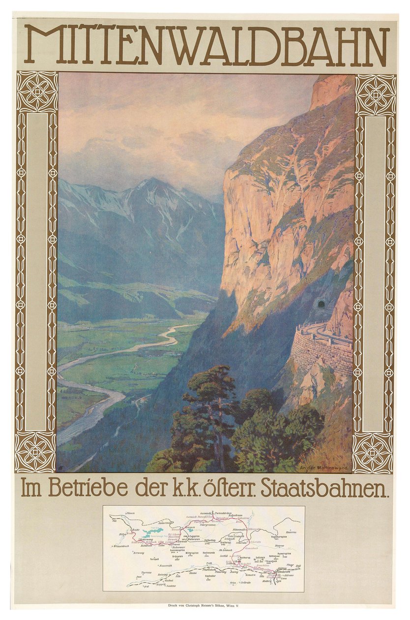 Mittenwald-spoorweg, ca. 1912 door Gustav Jahn