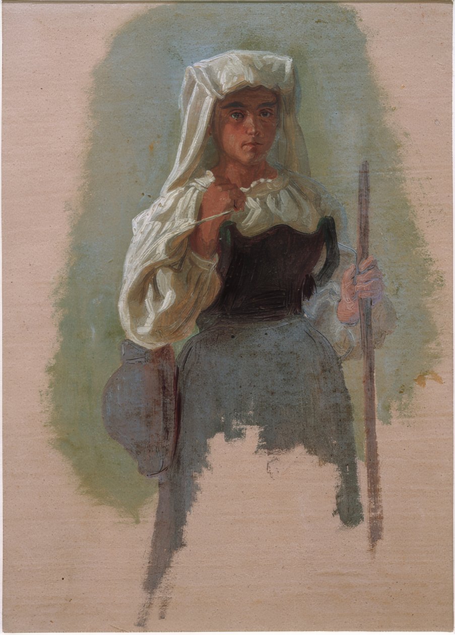 Italiaanse vrouw met stok door Gustav Jakob Canton