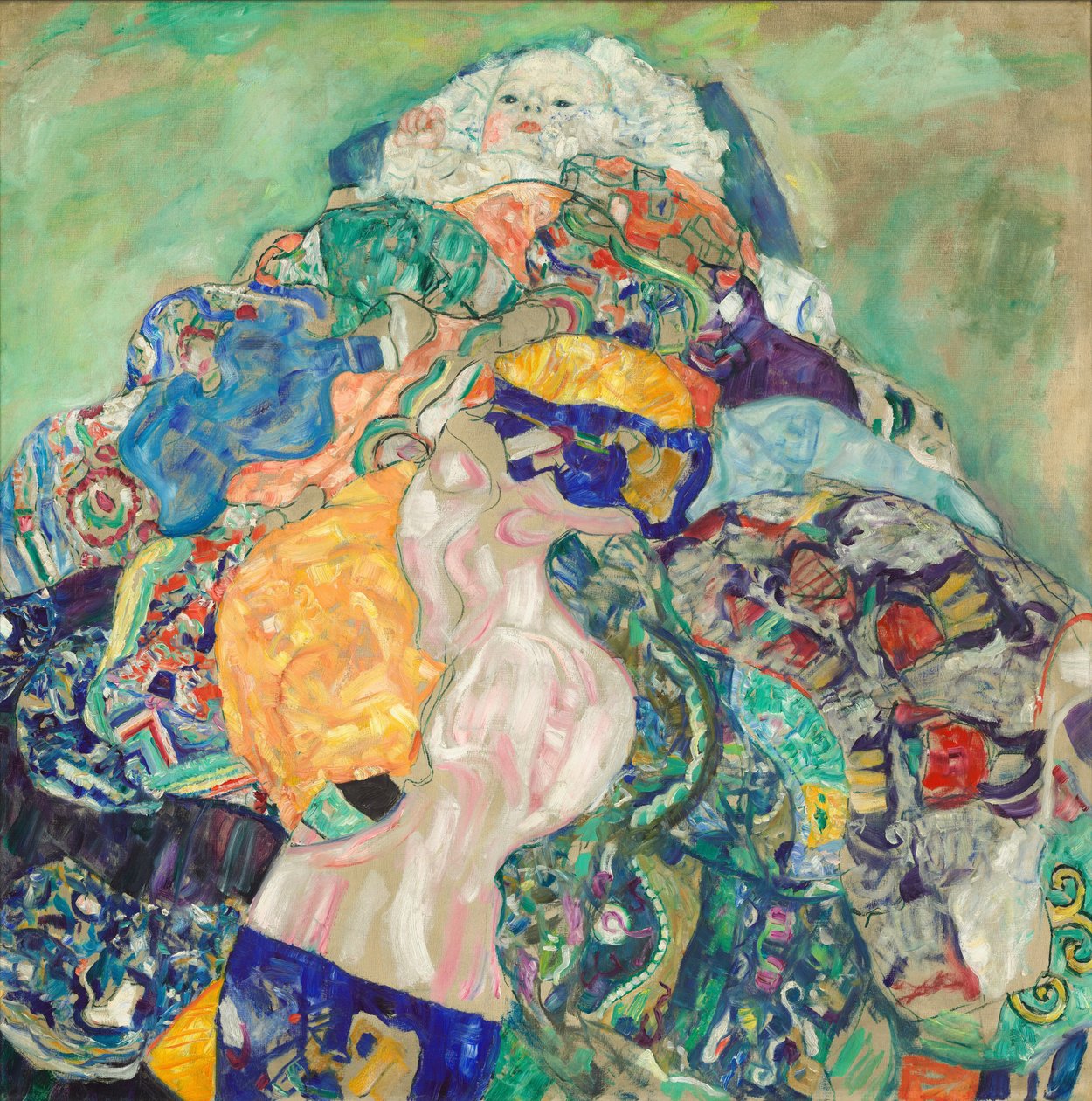 Baby (Wieg) door Gustav Klimt