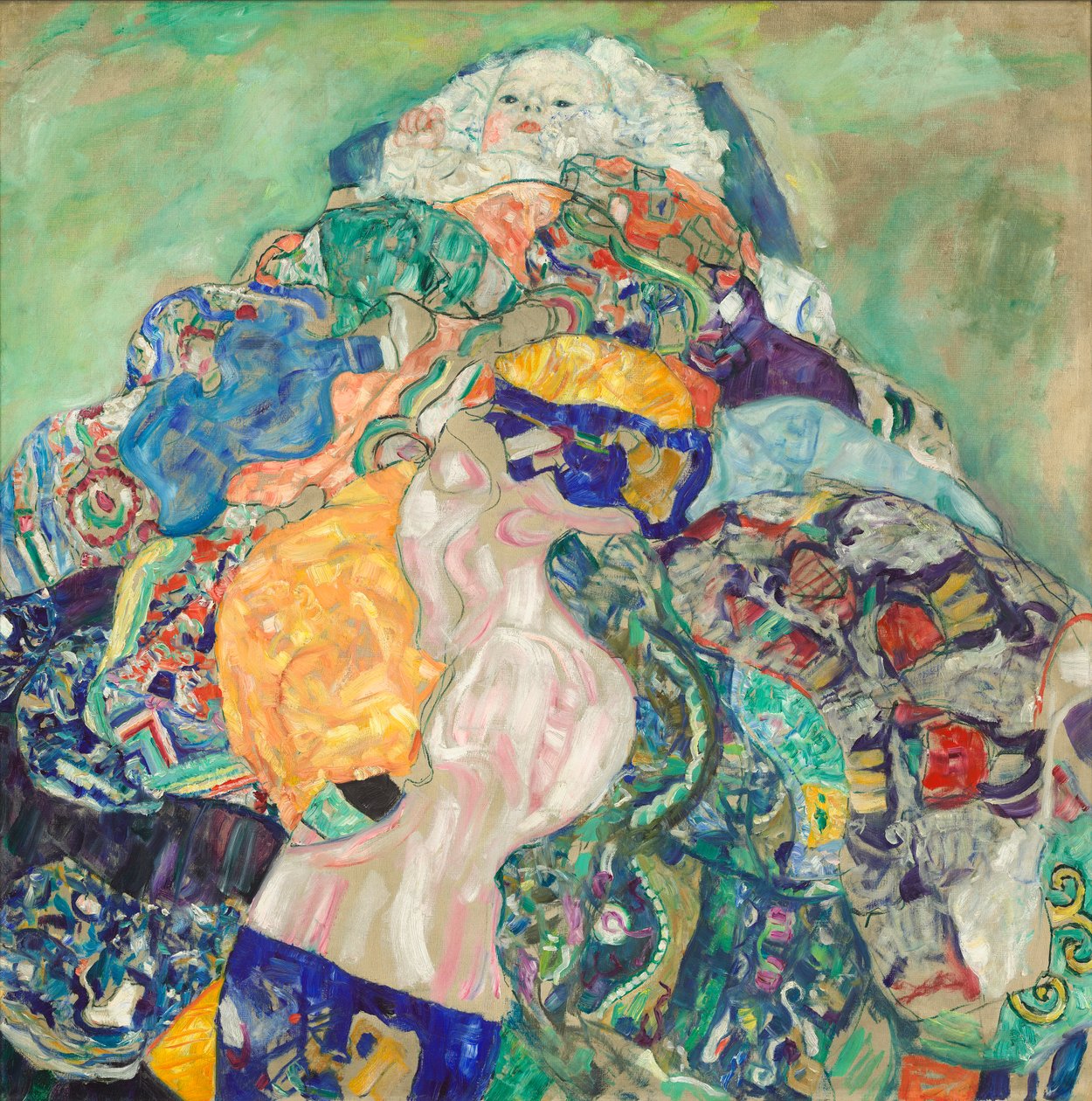 Baby (Wieg) door Gustav Klimt