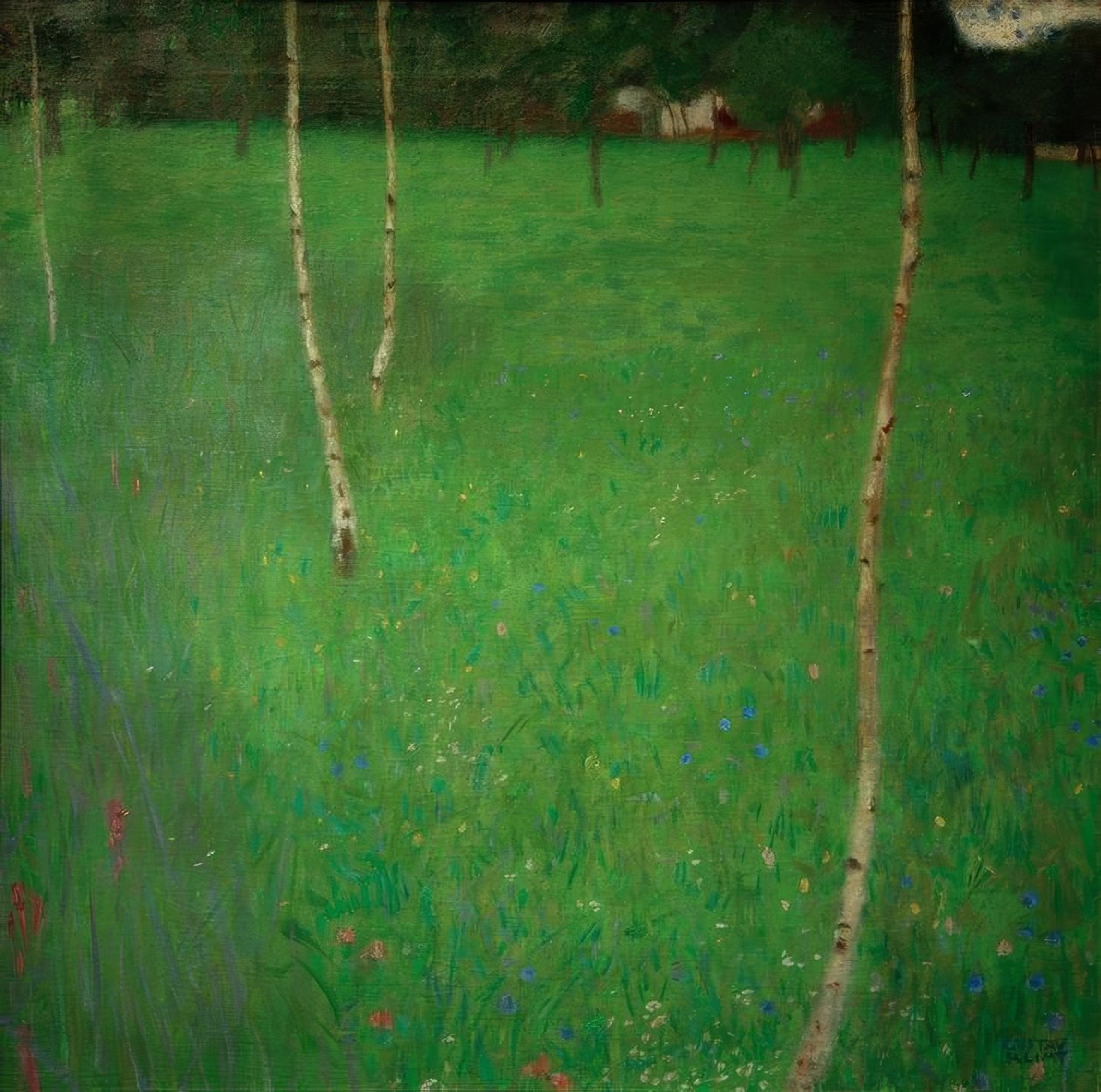 Boerenhuis met berken door Gustav Klimt