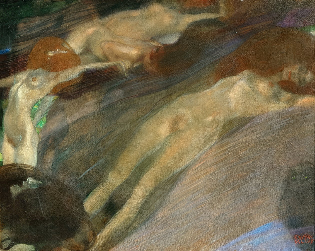 Bewegend water door Gustav Klimt