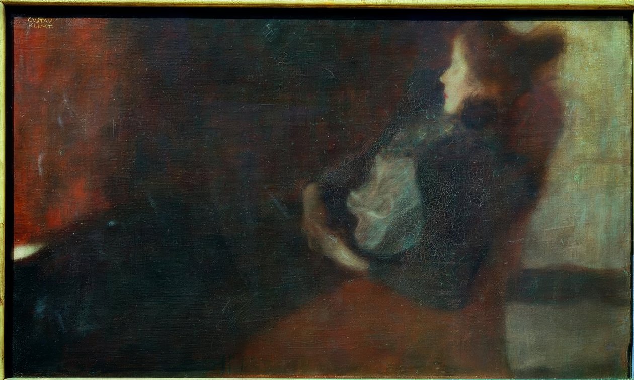 Dame bij de open haard door Gustav Klimt