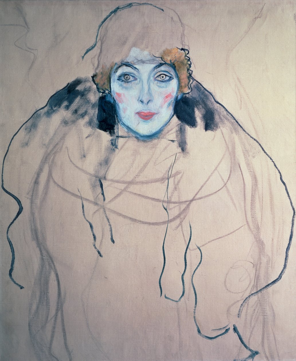 Hoofd van een vrouw, 1917 door Gustav Klimt