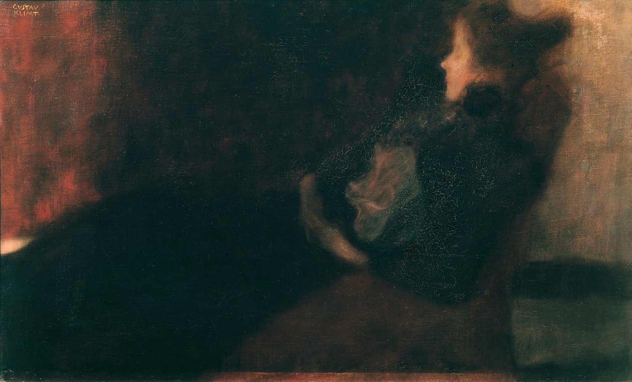 Dame bij de open haard door Gustav Klimt