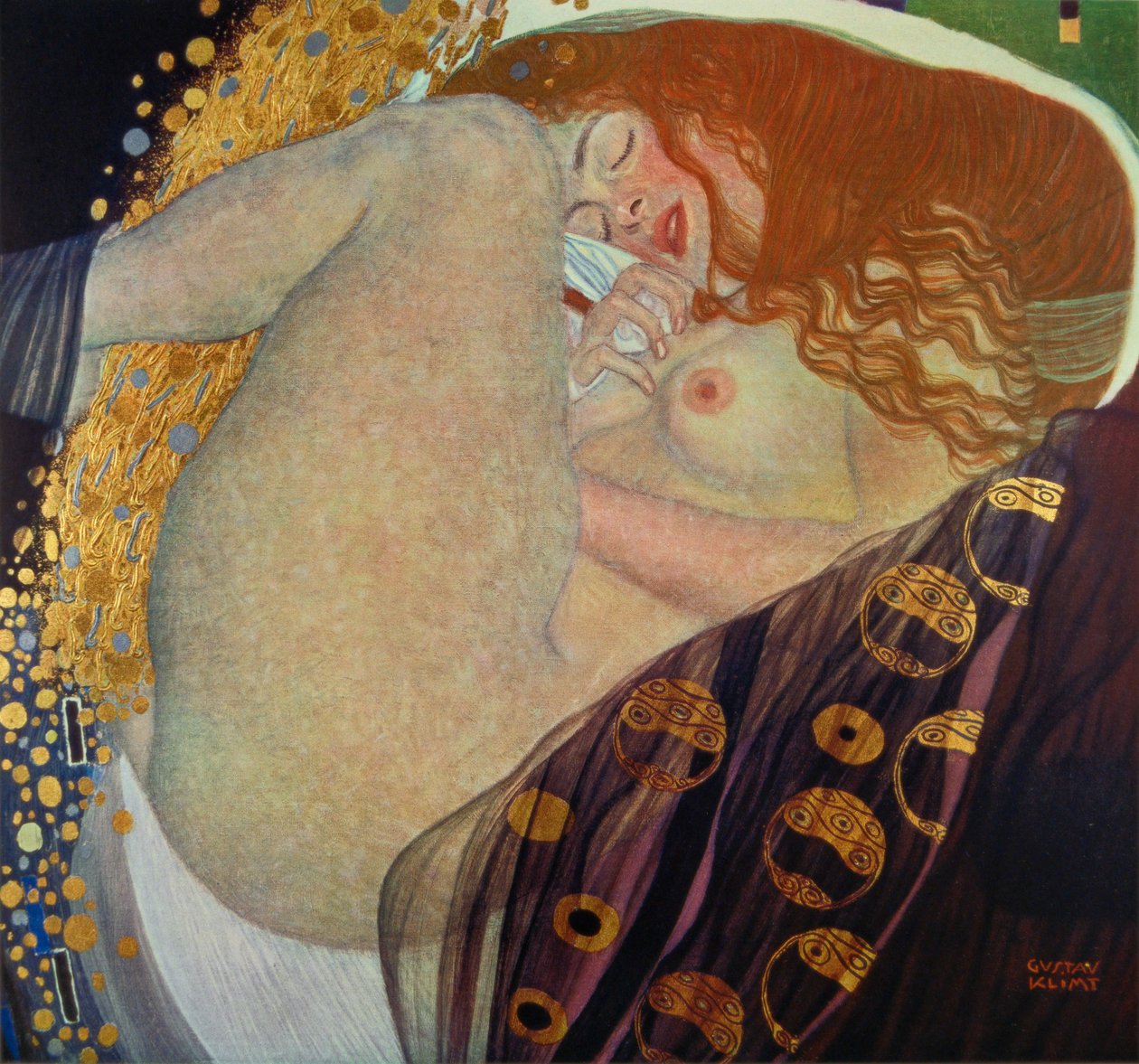 Fotogravure naar het schilderij Danae door Gustav Klimt