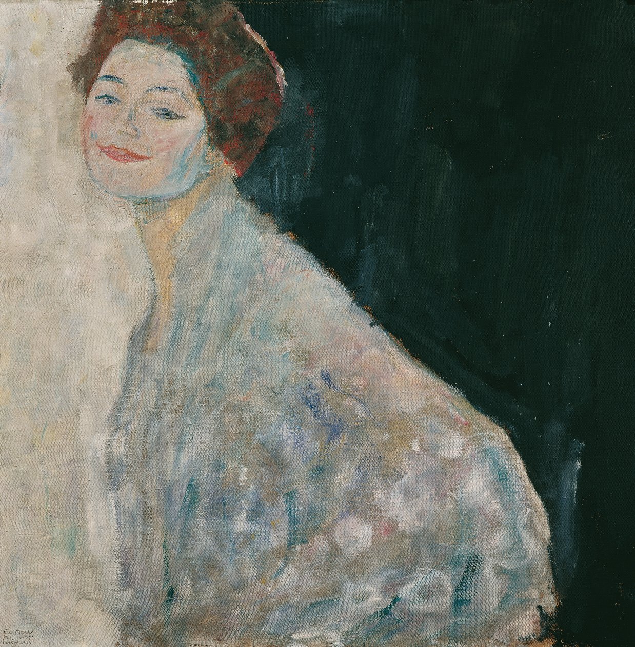 Portret van een dame in het wit door Gustav Klimt