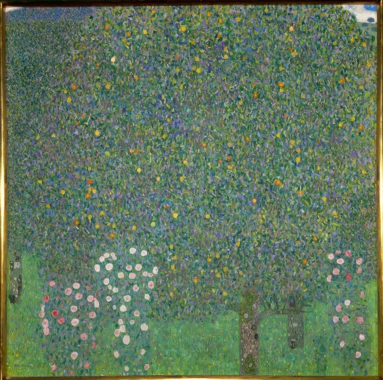 Rozenstruiken onder bomen door Gustav Klimt