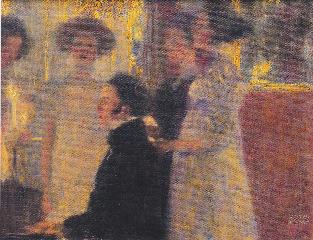 Schubert aan de piano I door Gustav Klimt