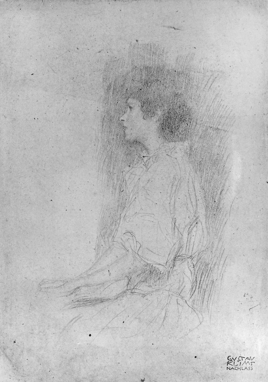 Zittend meisje in de schaduw door Gustav Klimt