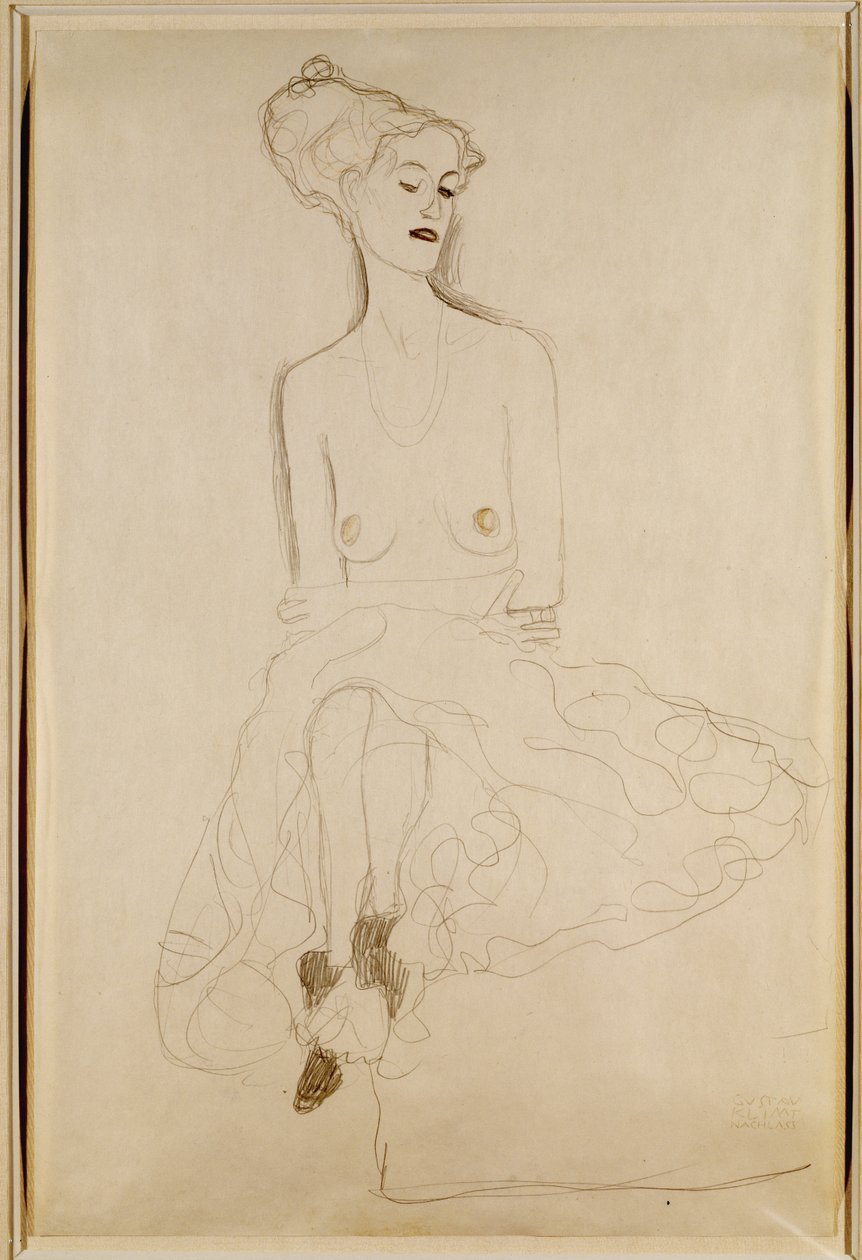 Zittende Vrouw, 1908 door Gustav Klimt