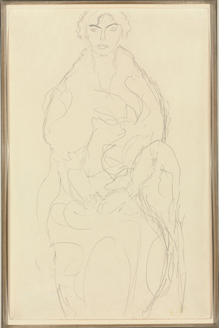 Zittende vrouw van voren, ca. 1917-18 door Gustav Klimt
