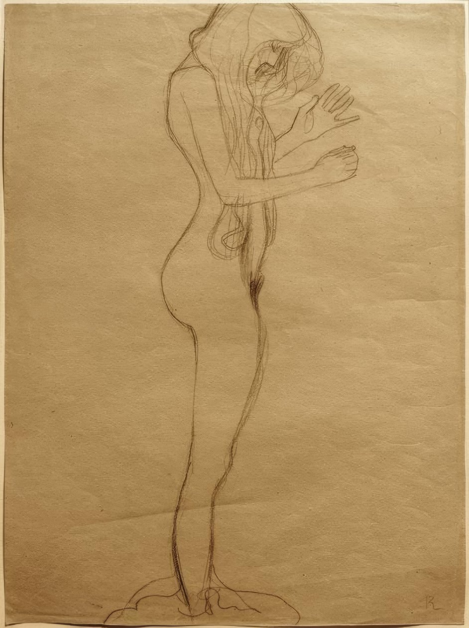 Studie voor de Poëzie in de Beethovenfries door Gustav Klimt