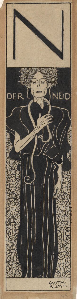 De Afgunst, 1898 door Gustav Klimt