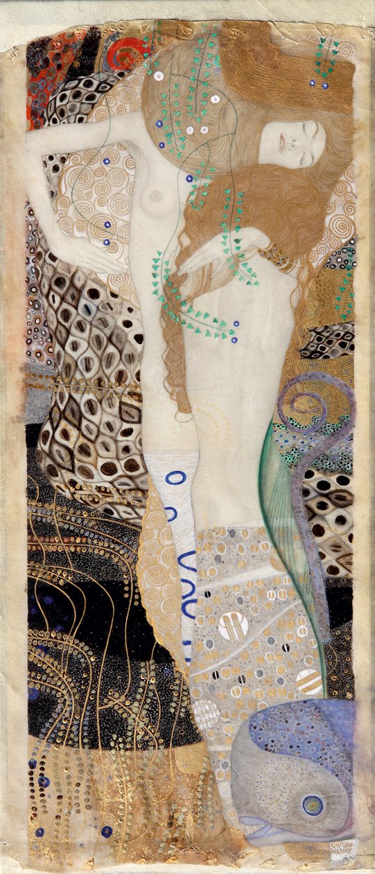 Waterslangen I door Gustav Klimt