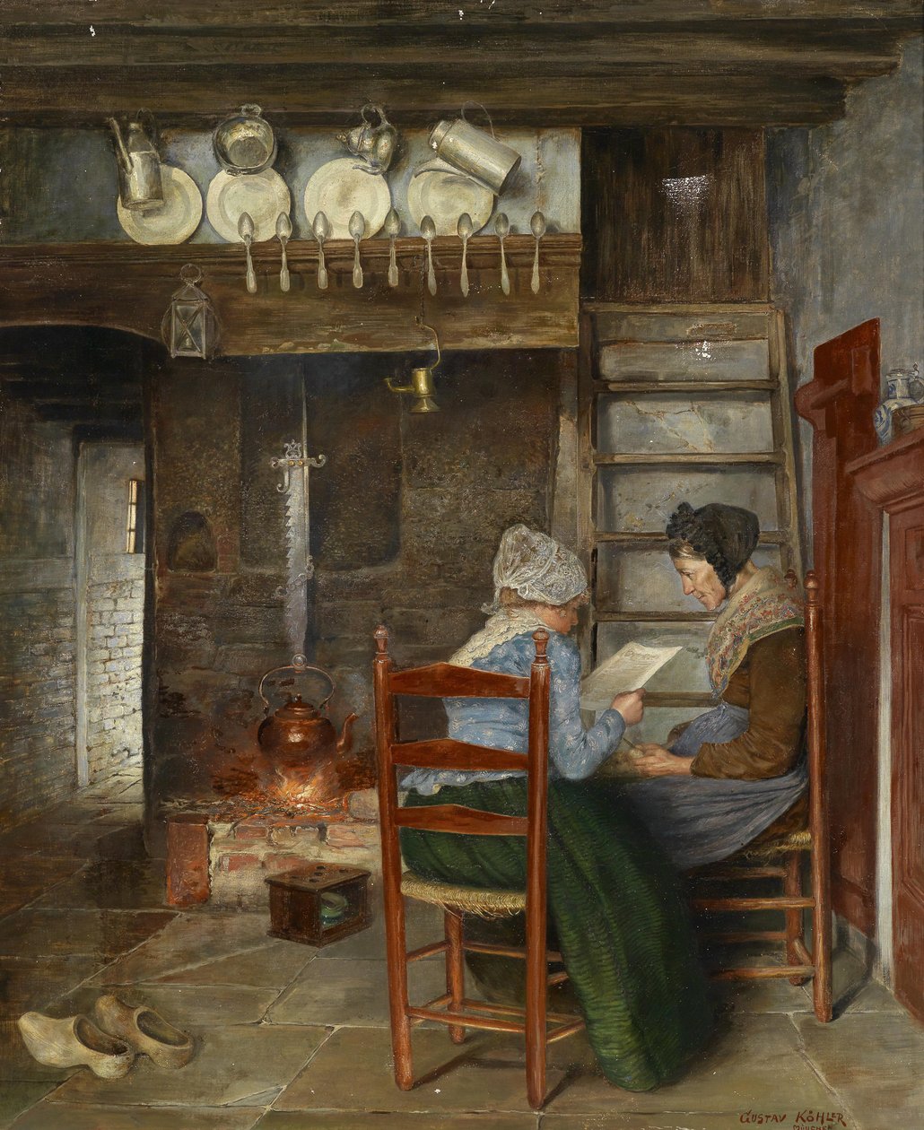 Interieur scène door Gustav Köhler