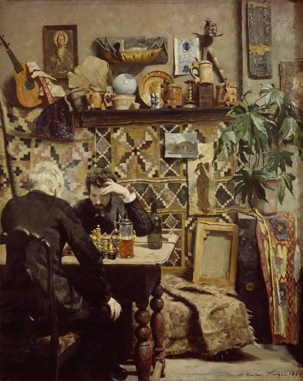 Schaakspelers door Gustav Wentzel