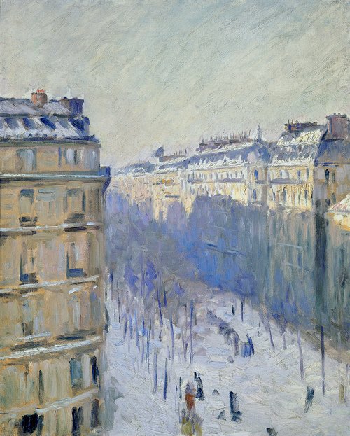 Boulevard Haussmann, sneeuweffect (Flers) door Gustave Caillebotte