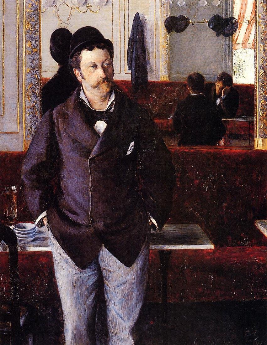 In een café door Gustave Caillebotte