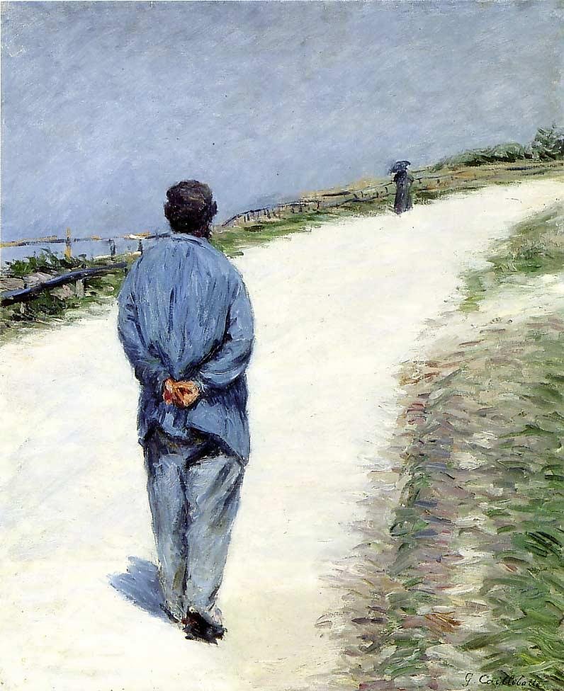 Man met een blouse door Gustave Caillebotte