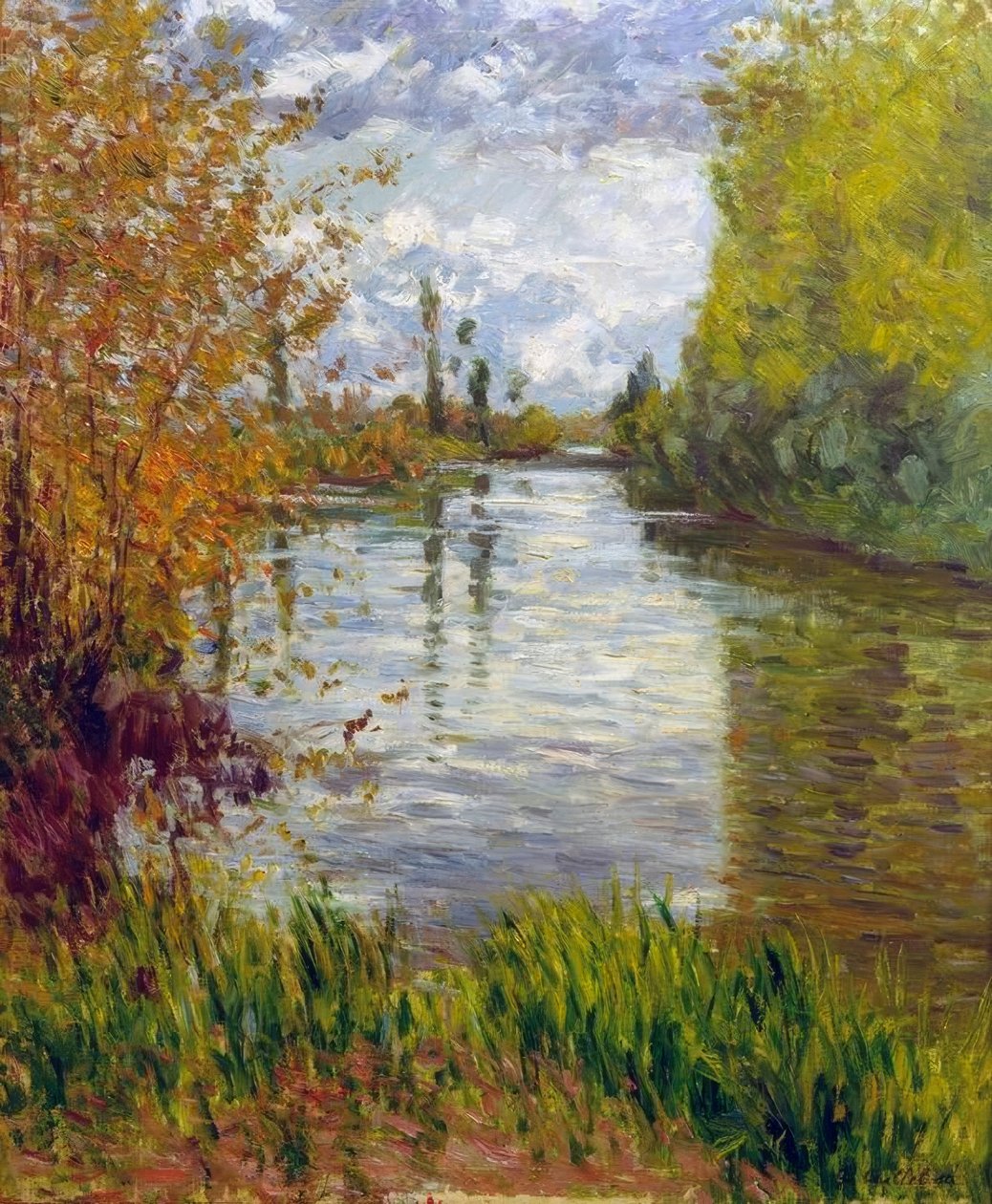 De kleine arm van de Seine in de herfst door Gustave Caillebotte