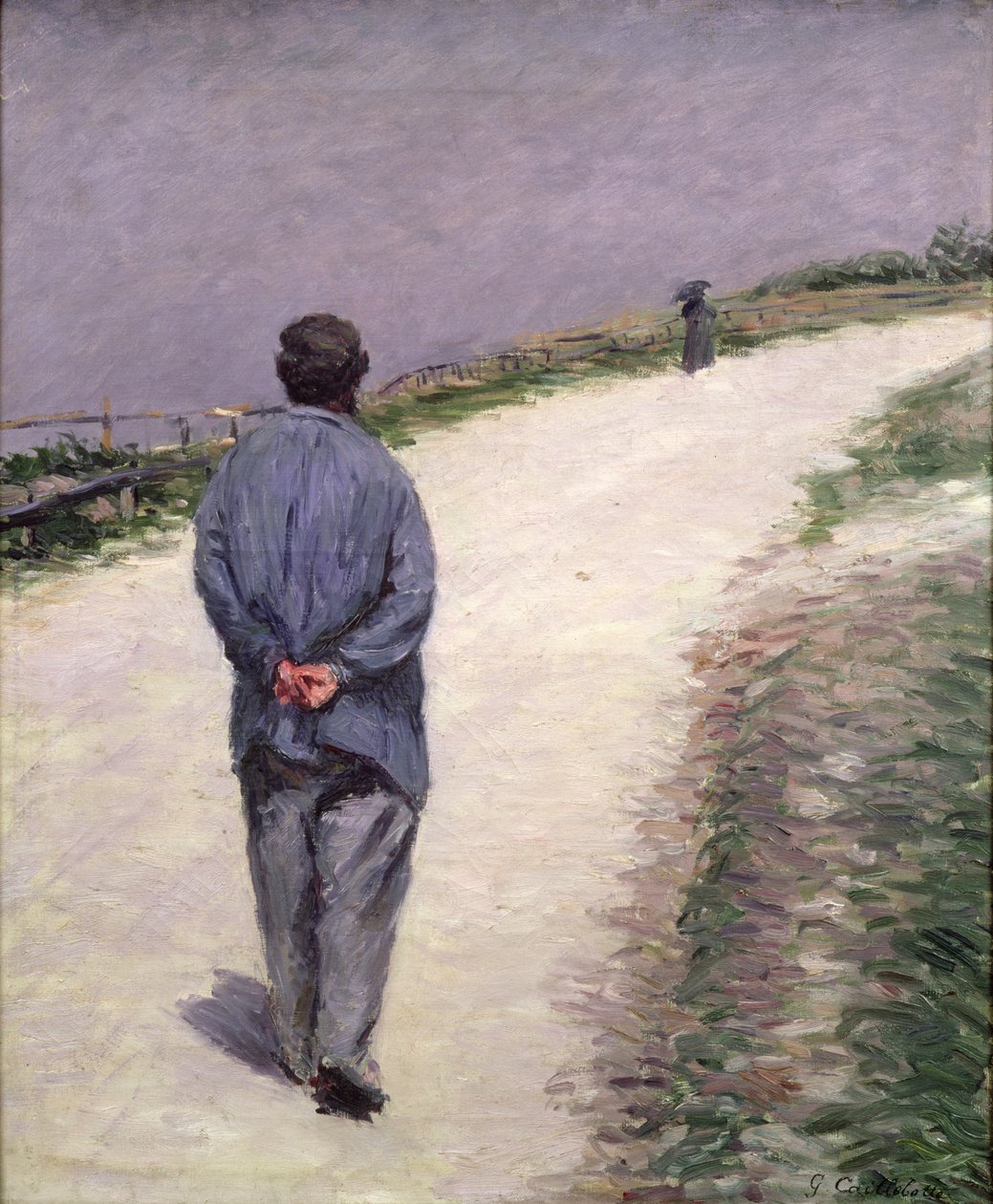 Pere Magloire op de weg naar Saint-Clair, Etretat, 1884 door Gustave Caillebotte