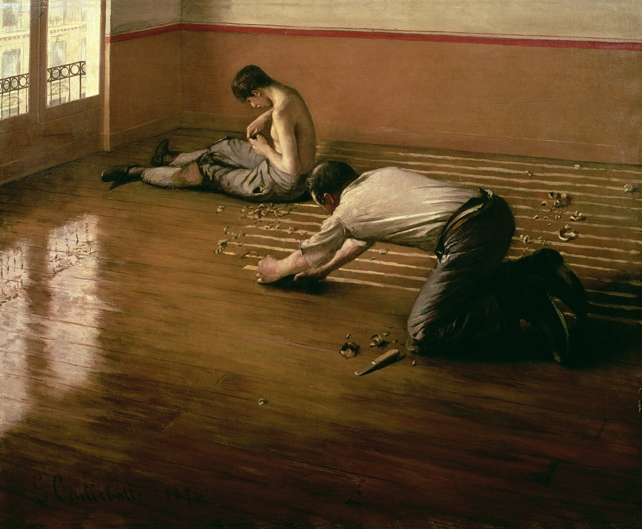 De Parket Schavers, 1876 (kleine versie) door Gustave Caillebotte
