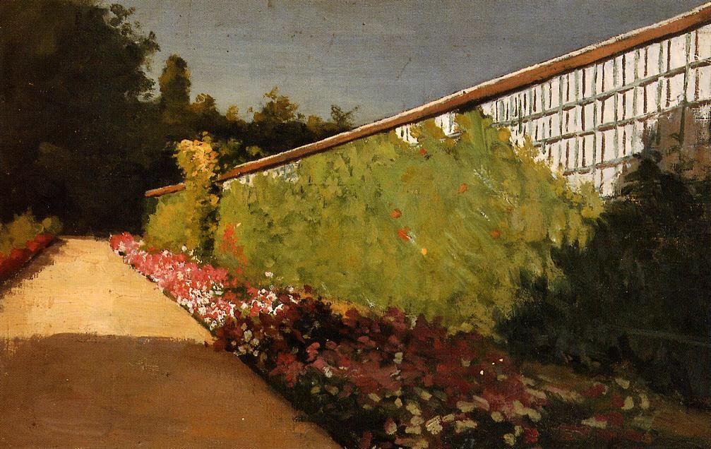 De muur van de moestuin, Yerres door Gustave Caillebotte