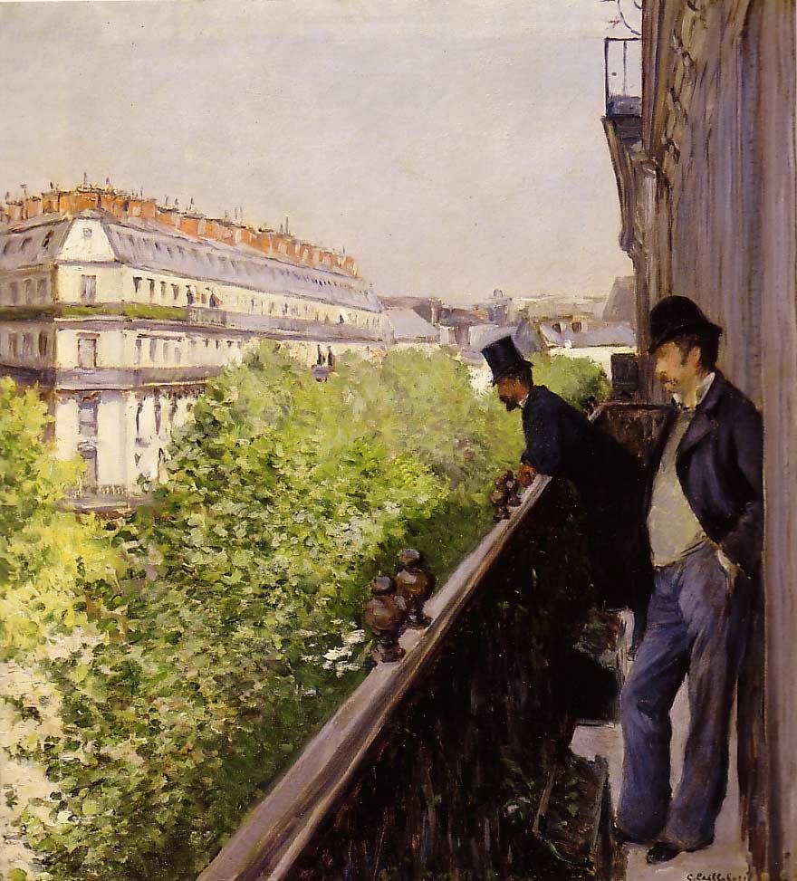 Een balkon door Gustave Caillebotte