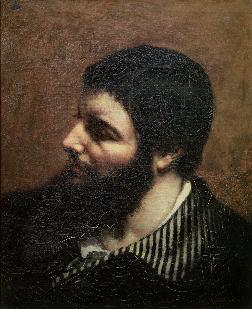 Zelfportret met gestreepte kraag door Gustave Courbet