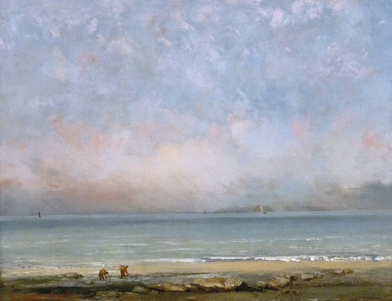 Het strand van Trouville door Gustave Courbet