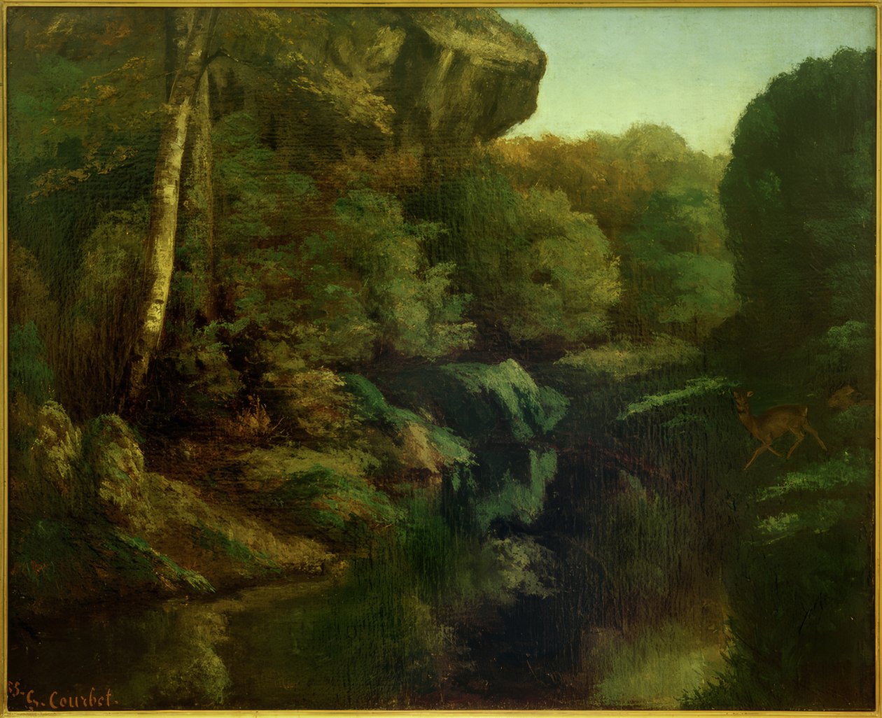 Uitzicht op het bos van Fontainebleau door Gustave Courbet