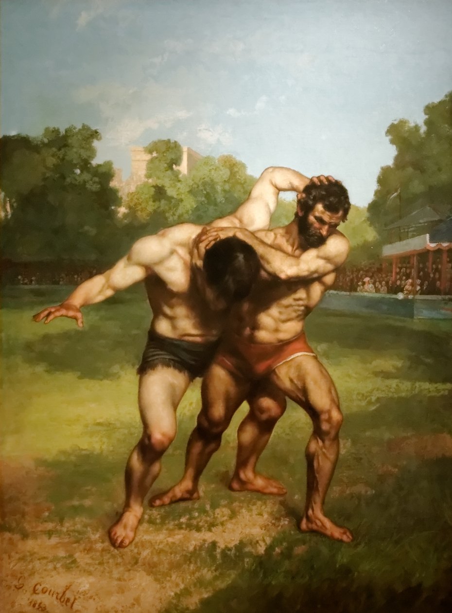 Worstelaars door Gustave Courbet