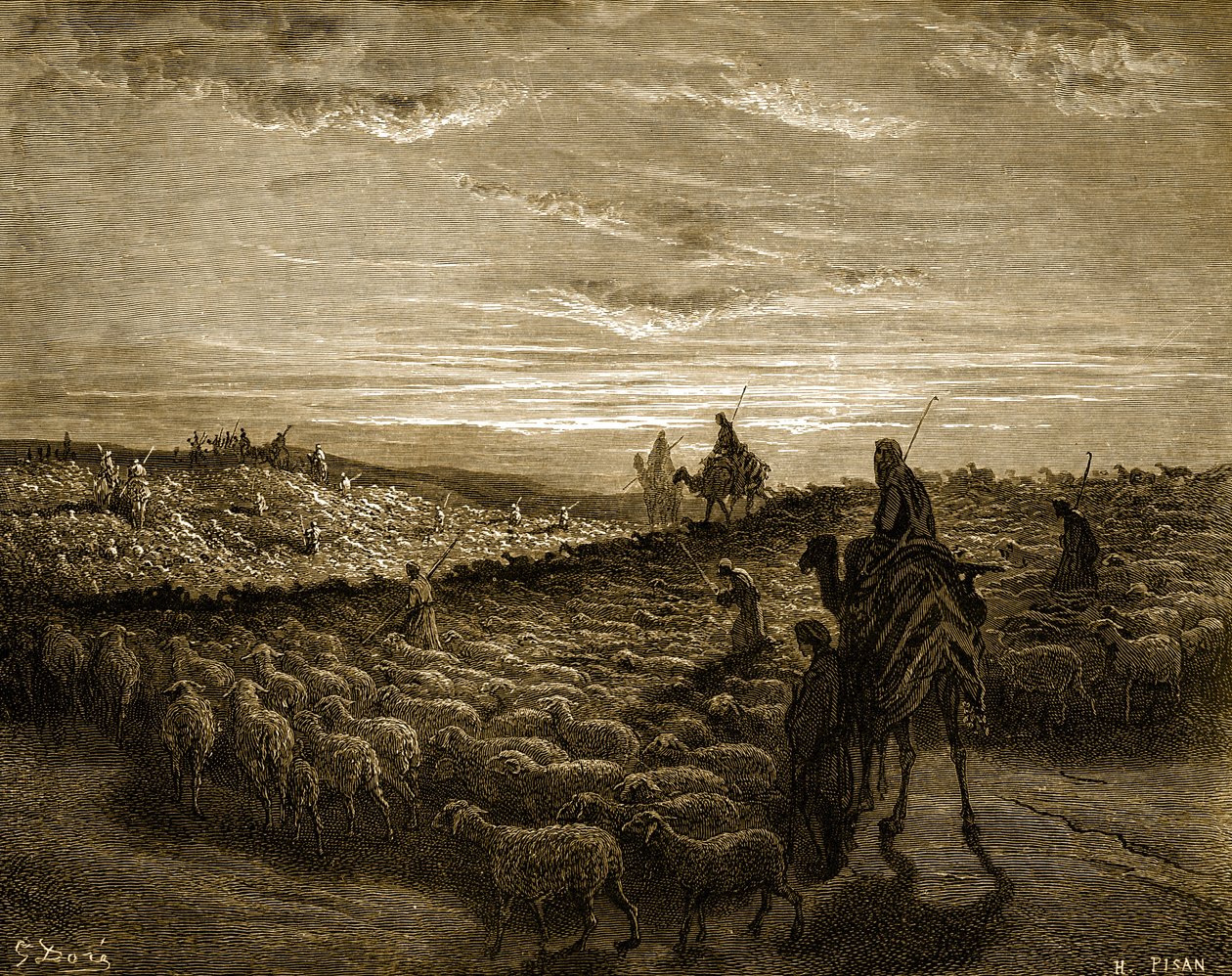 Abram op zijn reis naar Kanaän - Bijbel door Gustave Dore