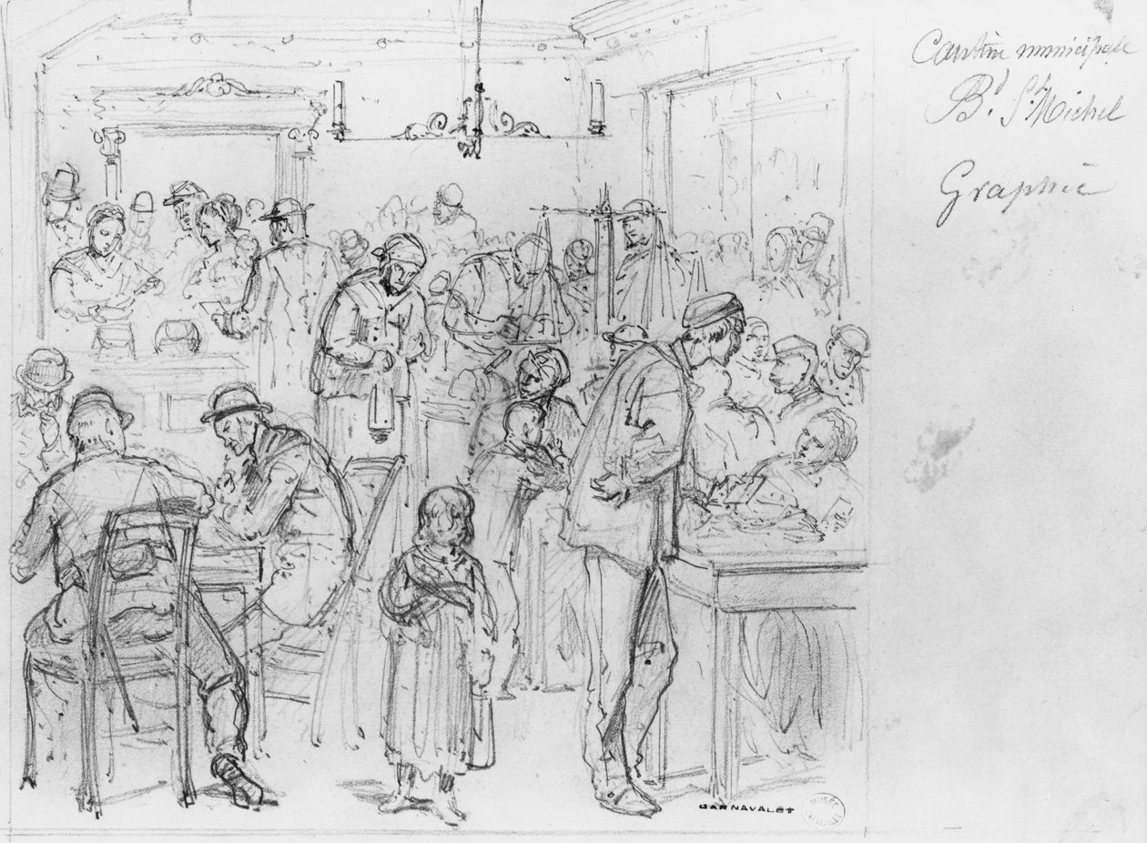 Album van het beleg van Parijs, gemeentelijke kantine Boulevard St. Michel door Gustave Dore