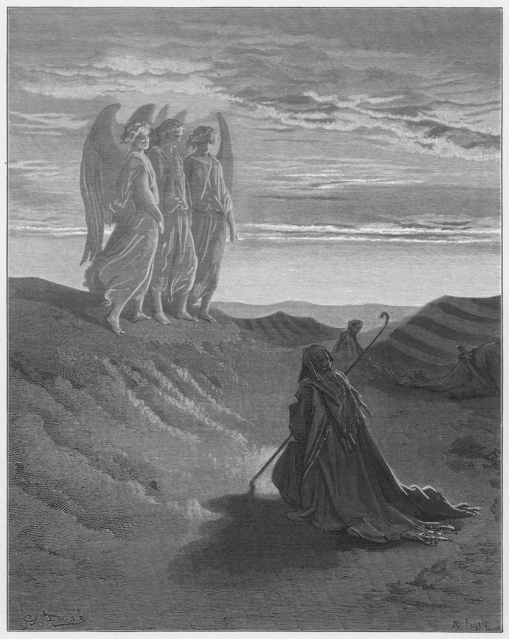 Abraham en de drie engelen door Gustave Dore