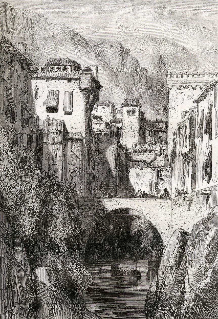 De Oevers van de Darro, Granada, illustratie uit 