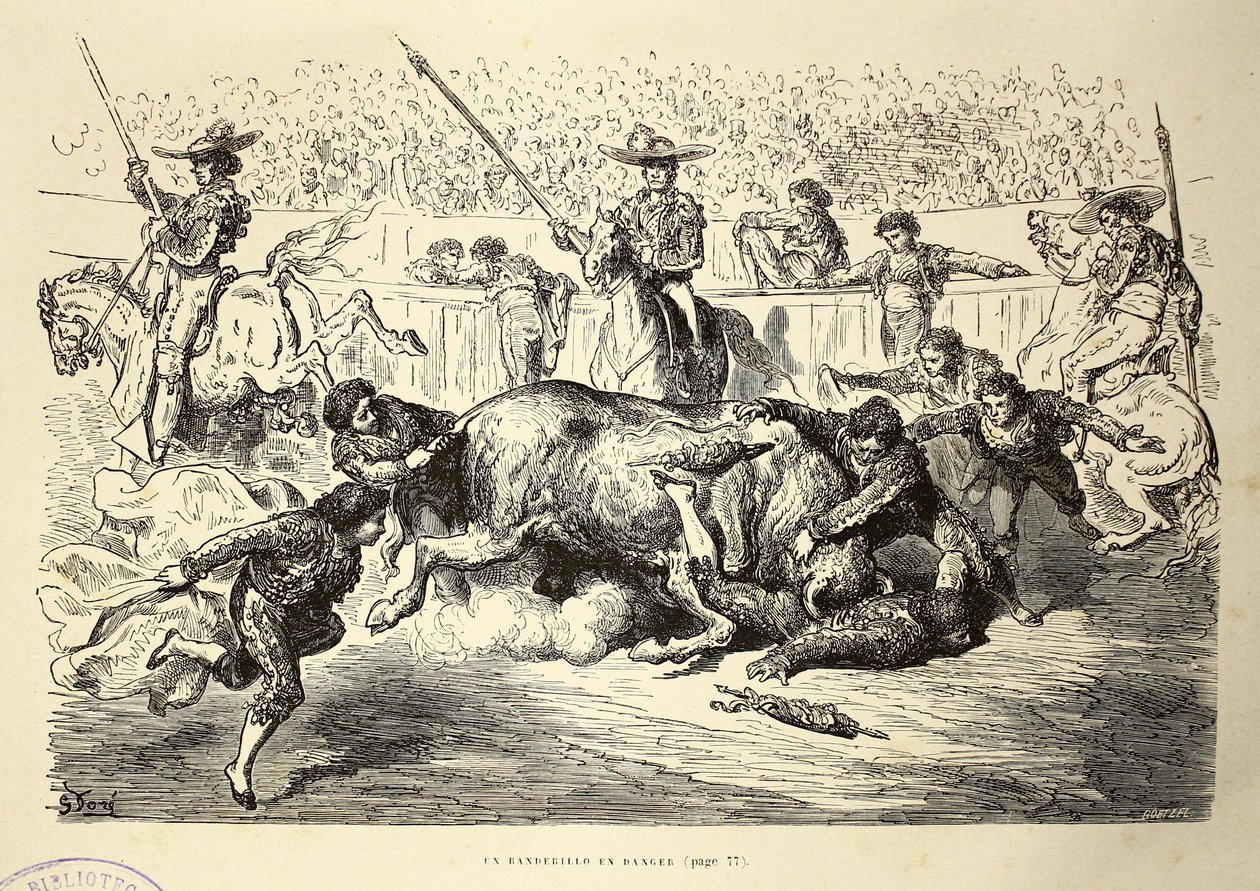 Een banderillero in gevaar door Gustave Dore