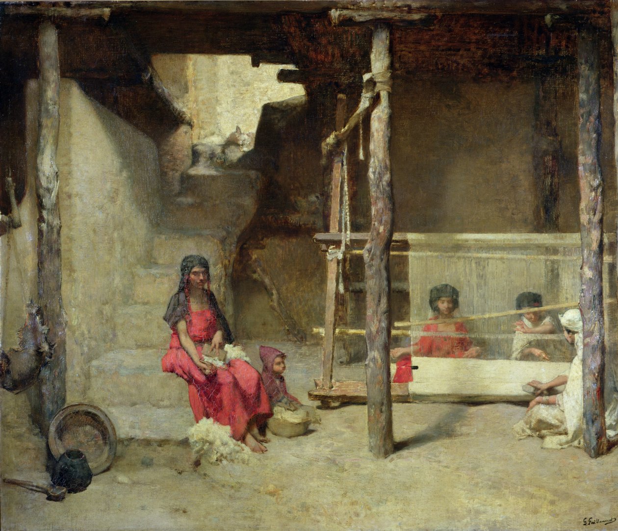 Wevers in Bou-Saada door Gustave Guillaumet