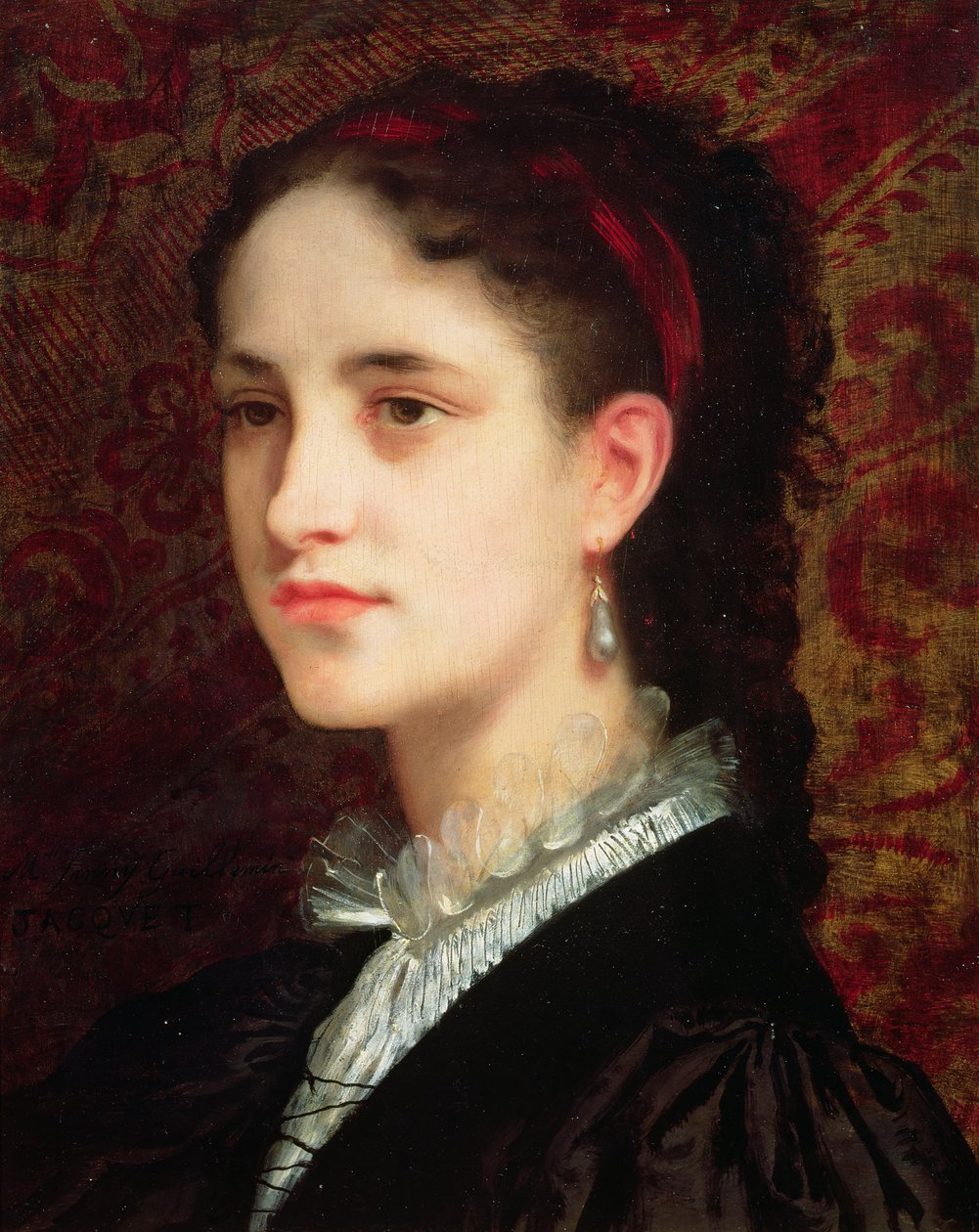 Portret van een jonge vrouw door Gustave Jacquet