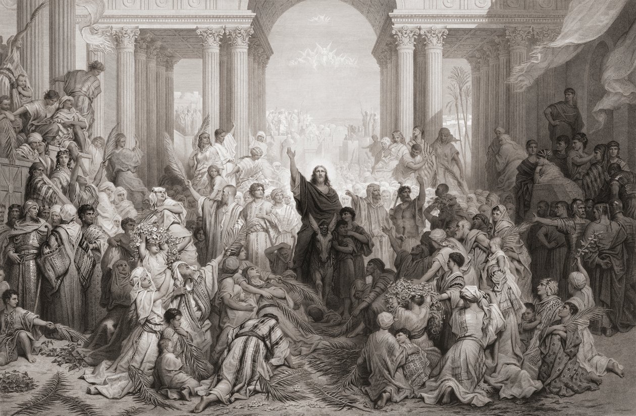 De intocht van Christus in Jeruzalem door Gustave (after) Dore