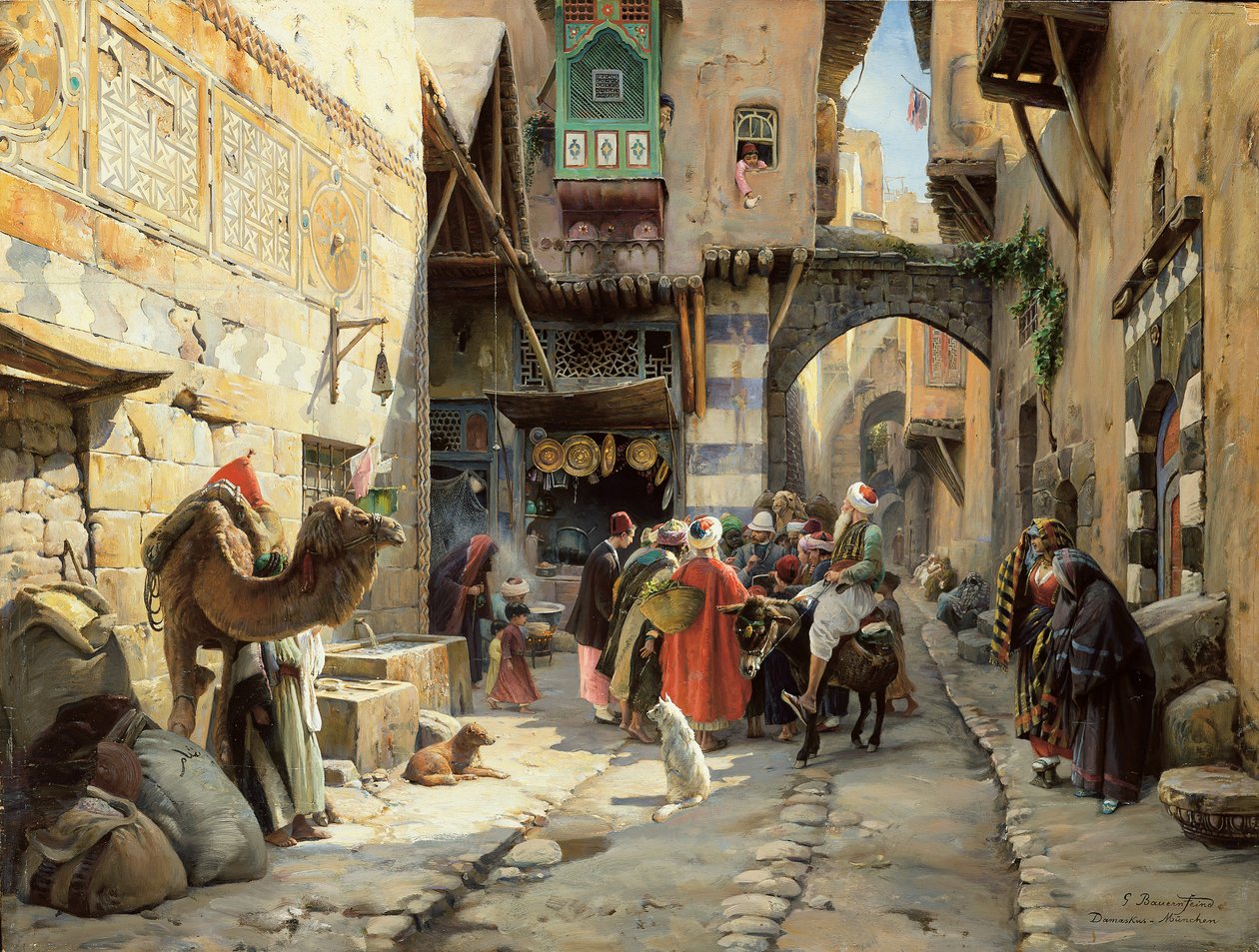 Een Straatscène, Damascus door Gustave Bauernfeind