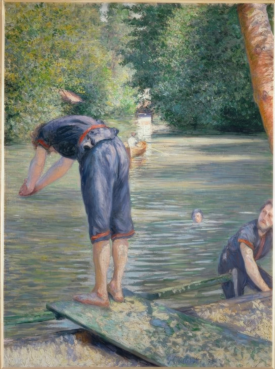 Badeners door Gustave Caillebotte