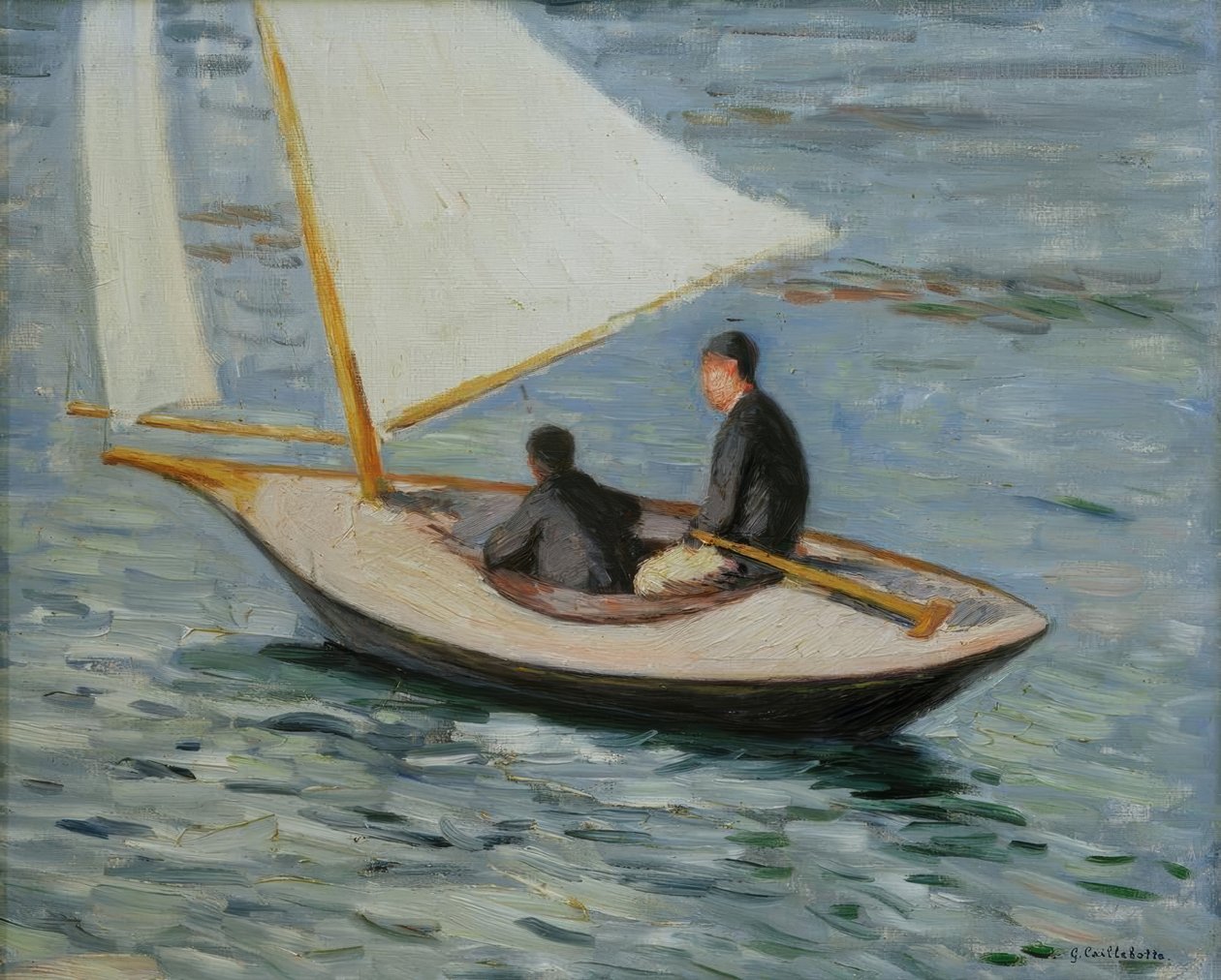 Zeilboot op de Seine door Gustave Caillebotte