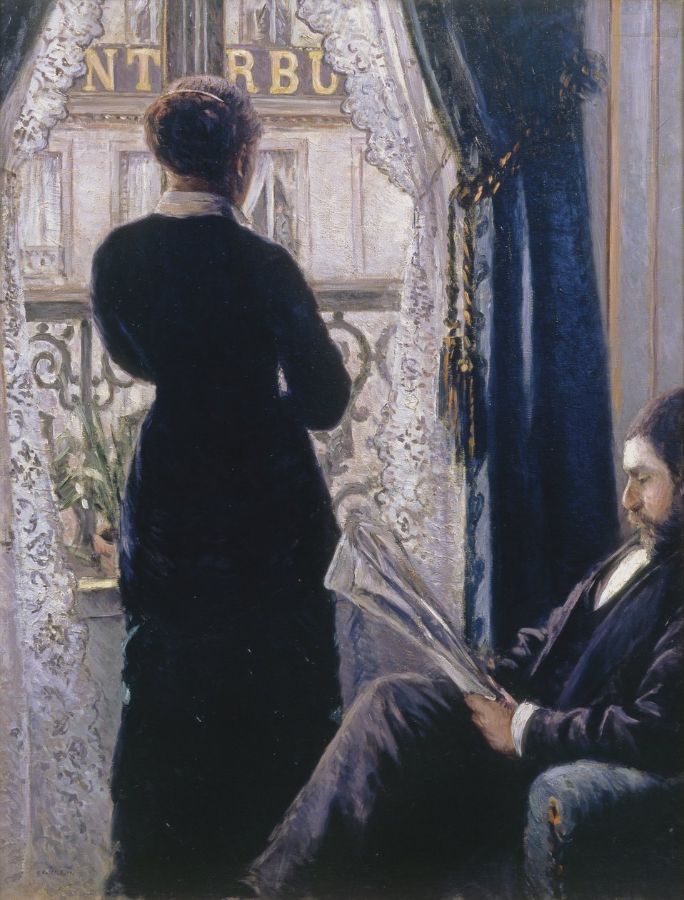 Interieur.Vrouw bij het raam door Gustave Caillebotte
